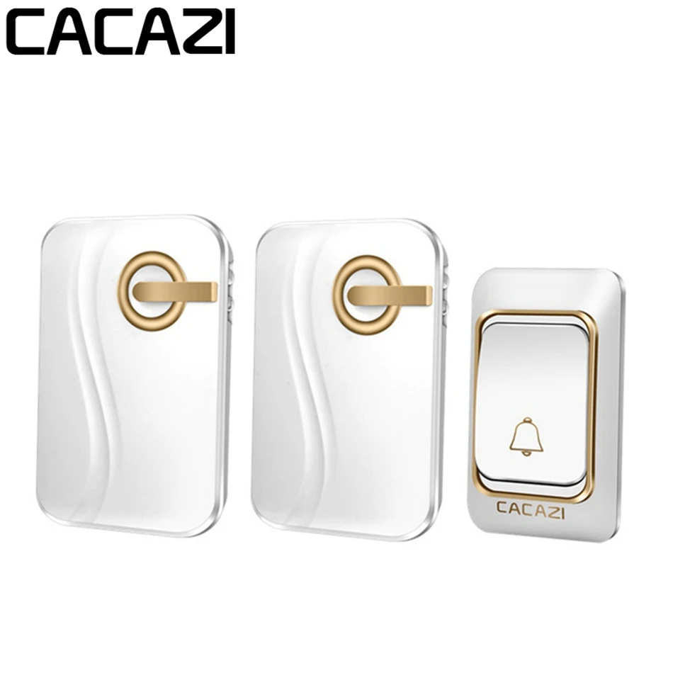 

CACAZI Wireless Doorbell DC battery-operated 200M remote waterproof 4 Levels Volume 36 rings door chime Cordless Bell