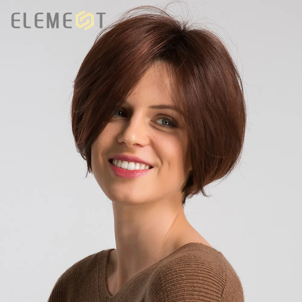 Element 8 inch Synthetic Wigs Blend 50% Human Hair Ombre Red Color Left Side Parting Natural Headline Glueless Wig for Women 
Element 8 inch Synthetic Wigs Blend 50% Human Hair Ombre Red Color Left Side Parting Natural Headline Glueless Wig for Women