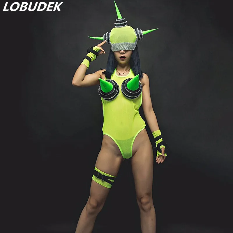 Personality Women Cosplay Costume Nightclub Bar Party Role Performance Clothing Fluorescent Green Bodysuit Headgear Stage Outfit
Personality Women Cosplay Costume Nightclub Bar Party Role Performance Clothing Fluorescent Green Bodysuit Headgear Stage Outfit