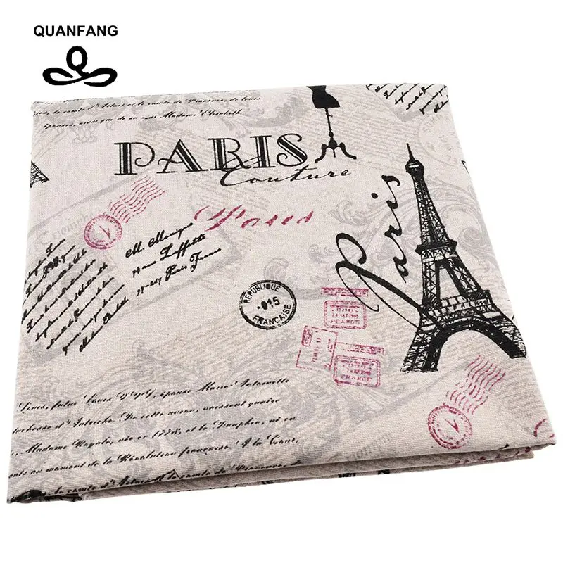 QUANFANG Printed Cotton Linen Fabric Quilting DIY ...