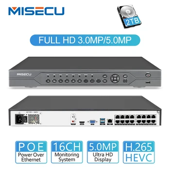 

MISECU H.265 16CH 5MP 4MP 3MP 48V Real POE NVR XMEYE P2P ONVIF Network Video Recorder for POE IP Camera CCTV System with 4TB HDD