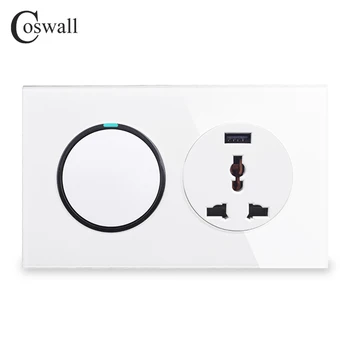 Coswall White Crystal Glass Panel 1 Gang 1 Way On / Off Light Switch LED Indicator Universal Socket USB Charging Port 2.1A
Coswall White Crystal Glass Panel 1 Gang 1 Way On / Off Light Switch LED Indicator Universal Socket USB Charging Port 2.1A