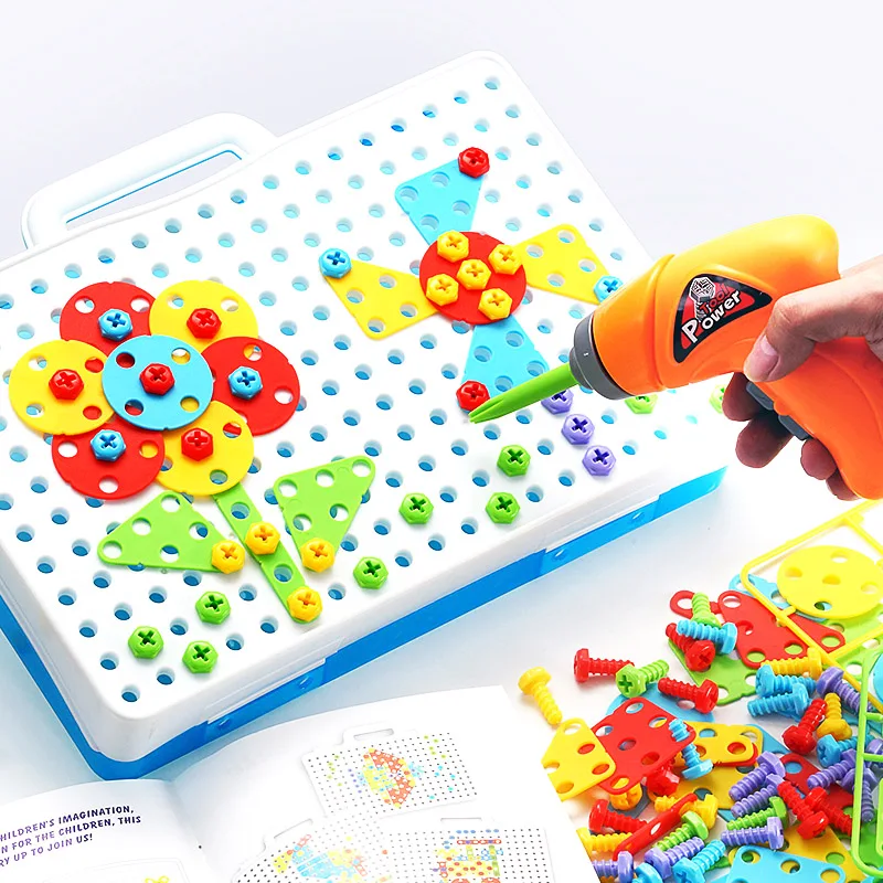 144pcs Children Electric Drill Screws Puzzle Toys Kids Creative Geometric Mosaic Assemble Building Puzzle for Boys Girls Pretend
144pcs Children Electric Drill Screws Puzzle Toys Kids Creative Geometric Mosaic Assemble Building Puzzle for Boys Girls Pretend