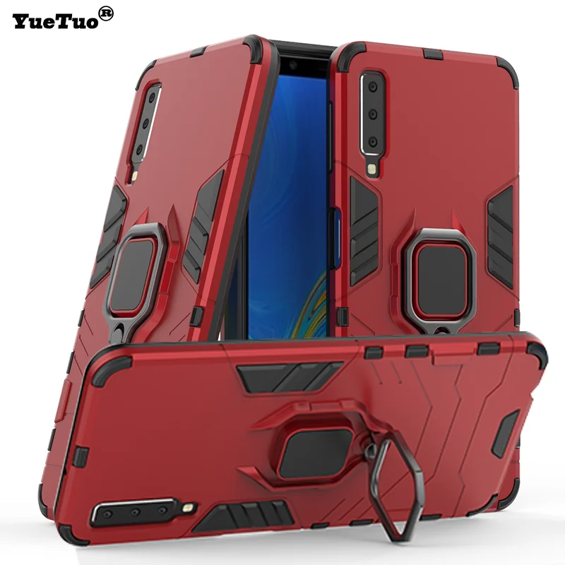 

YueTuo finger ring armor case for samsung galaxy A7 2018 A750 A750F luxury original stand car holder phone Hard back cover coque