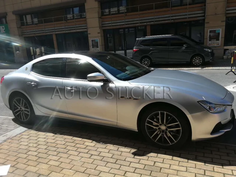 silver pearl metal car wrap 11