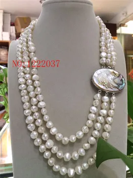 Natural freshwater cultured Baroque 20 "3row 8-9mm black White gray pink multicolor pearl shell necklace clasp
Natural freshwater cultured Baroque 20 "3row 8-9mm black White gray pink multicolor pearl shell necklace clasp