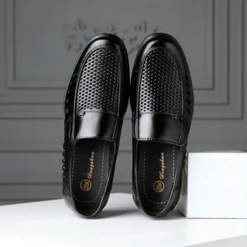 Men Fashion Dress Genuine Leather Shoes,Breathable Slip-on Non-slip Soft Bottom Solid Color Black Loafers Big Size Leather Shoes
Men Fashion Dress Genuine Leather Shoes,Breathable Slip-on Non-slip Soft Bottom Solid Color Black Loafers Big Size Leather Shoes