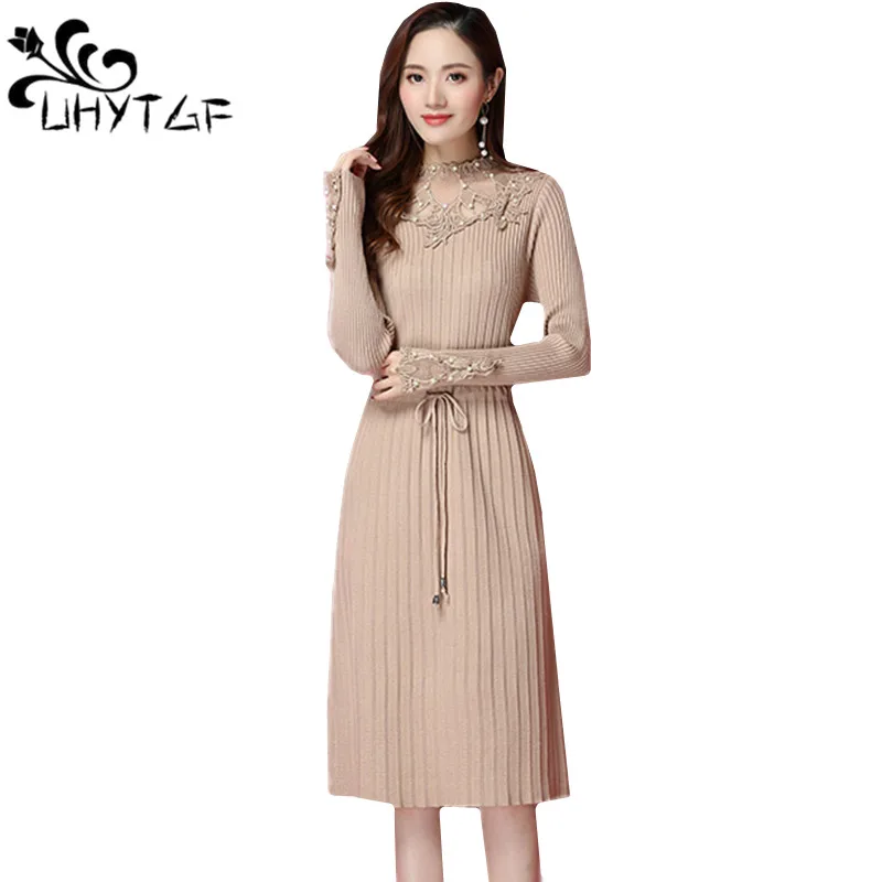 UHYTGF Elegant Women Autumn Winter Dress Knit Pullover Plus Size Sweater Dress new Fashion Beaded Long sleeve Female Dresses 173
UHYTGF Elegant Women Autumn Winter Dress Knit Pullover Plus Size Sweater Dress new Fashion Beaded Long sleeve Female Dresses 173