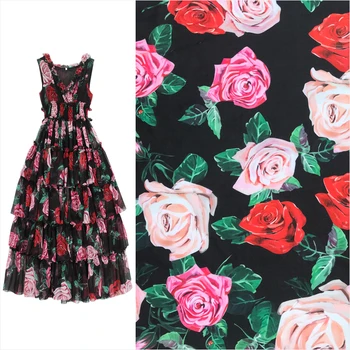 145cm Width Mix Rose Flowers Black Transparent Polyester Chiffon Fabric for Woman Summer Dresses Blouse Sewing-AF991
145cm Width Mix Rose Flowers Black Transparent Polyester Chiffon Fabric for Woman Summer Dresses Blouse Sewing-AF991