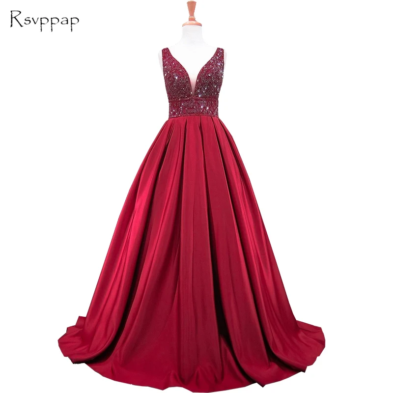 Long Evening Dress 2019 Stunning A-line Deep V Heavy Beaded Backless Burgundy Women Formal Evening Gowns robe de soiree
Long Evening Dress 2019 Stunning A-line Deep V Heavy Beaded Backless Burgundy Women Formal Evening Gowns robe de soiree
