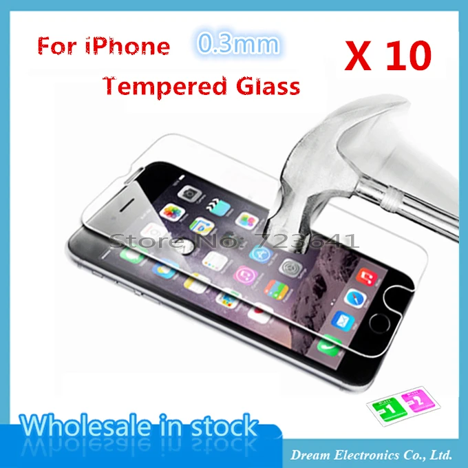 

10pcs/lot Screen Tempered Glass For iPhone 11 Pro X XS MAX XR 8 7 6 6S Plus 5 5s 5c Screen Protector Film 0.3mm Explosion Proof