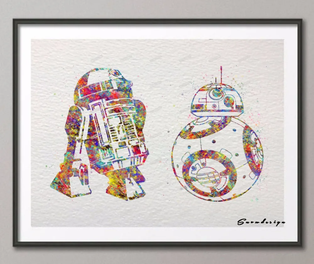 Original watercolor Robot R2-D2, BB8 canvas painting Modern wall art poster print pictures Home Decor wall hanging sticker gifts
Original watercolor Robot R2-D2, BB8 canvas painting Modern wall art poster print pictures Home Decor wall hanging sticker gifts