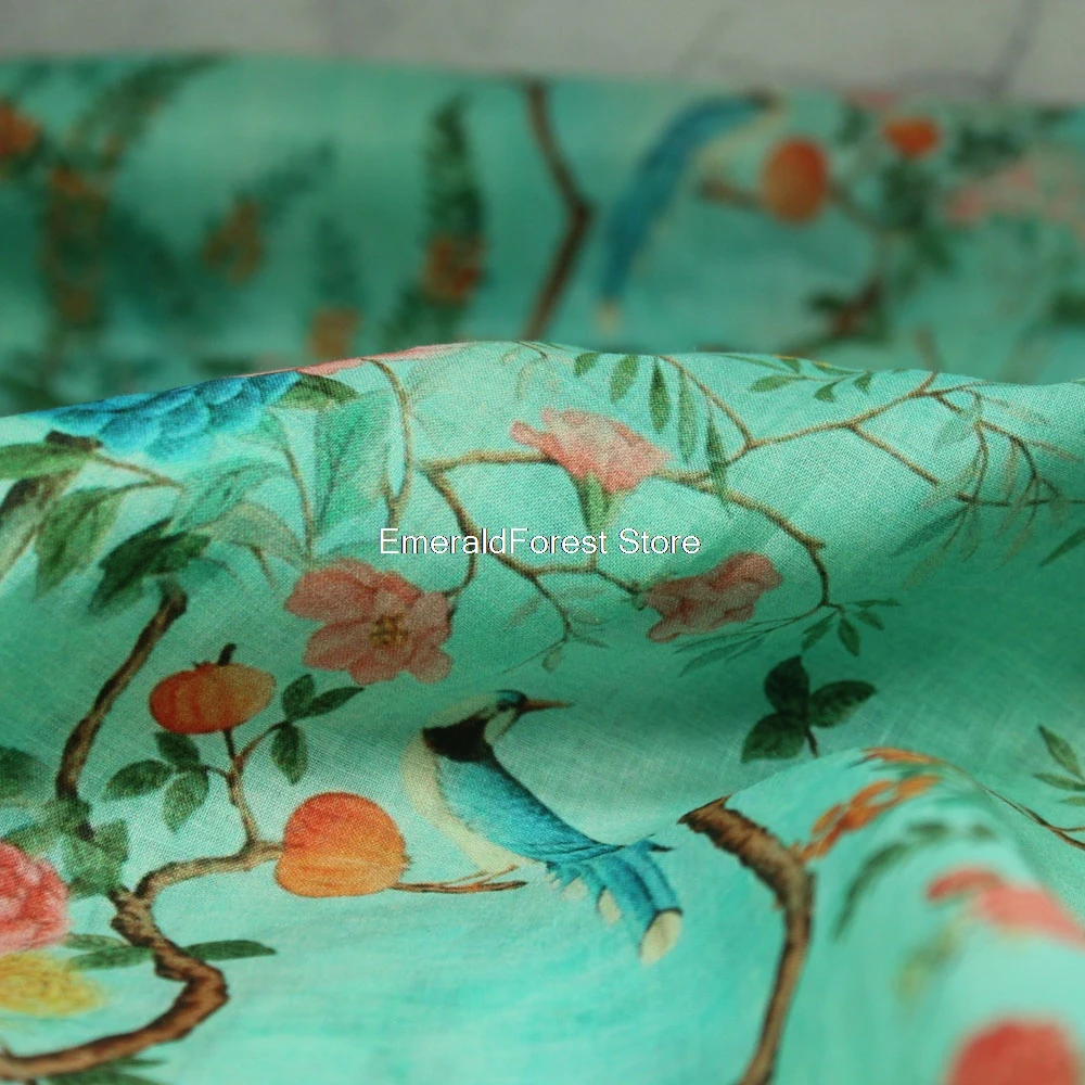 Summer new pure ramie printed clothing fabric, high-density fine, robe dress top fabric
Summer new pure ramie printed clothing fabric, high-density fine, robe dress top fabric