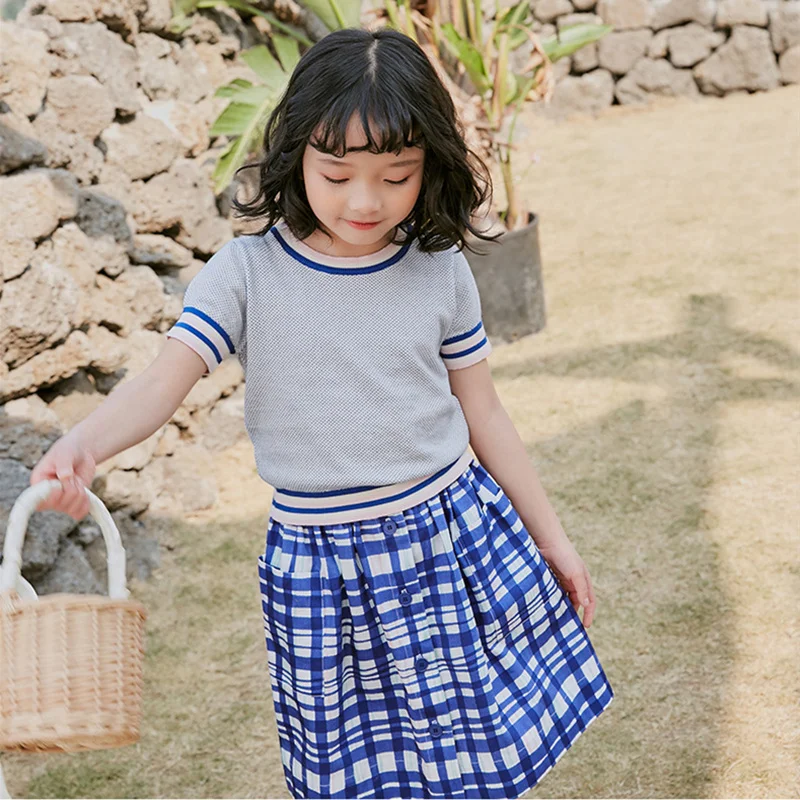 2019 Spring&Summer Beige Knitted Sweater Top+Blue Plaid Skirt Kids Clothing Set for Baby Girls Cherry Brands Clothes
2019 Spring&Summer Beige Knitted Sweater Top+Blue Plaid Skirt Kids Clothing Set for Baby Girls Cherry Brands Clothes