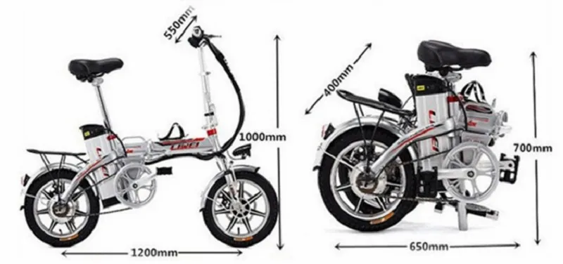 Sale 14-Inch Portable Folding Lithium-ion Oil Brake Fork Shock Absorber Electric Bicycle 3