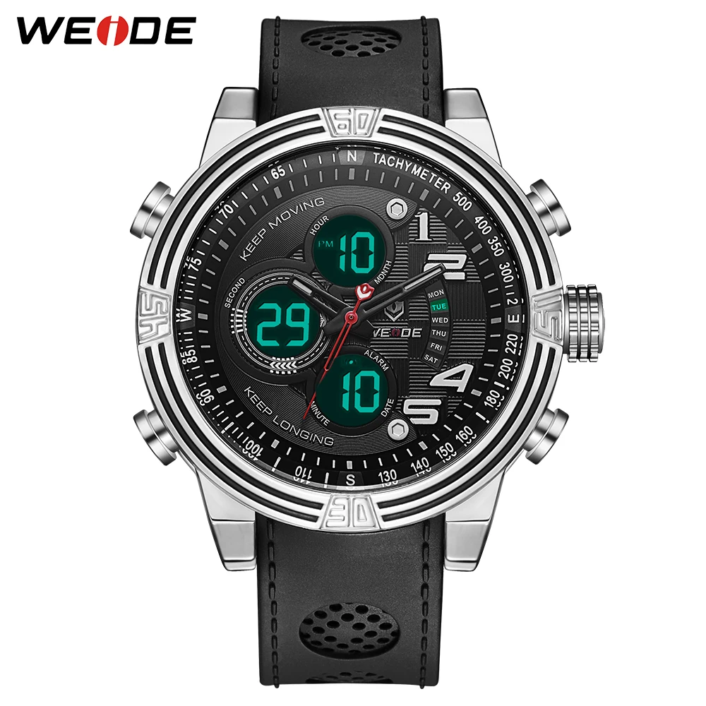 WEIDE New Men LCD Digital Casual Watch 30m Waterproof Original Japan Quartz Black Silicone Strap Fashion Outdoor Sports Watches
WEIDE New Men LCD Digital Casual Watch 30m Waterproof Original Japan Quartz Black Silicone Strap Fashion Outdoor Sports Watches