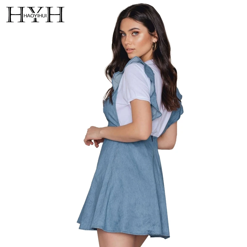 HYH HAOYIHUI Fashion Women Solid Denim Blue Cotton Dresses Summer Casual Holiday Cute Dress A Line V Neck Frill Mini Dresses
HYH HAOYIHUI Fashion Women Solid Denim Blue Cotton Dresses Summer Casual Holiday Cute Dress A Line V Neck Frill Mini Dresses