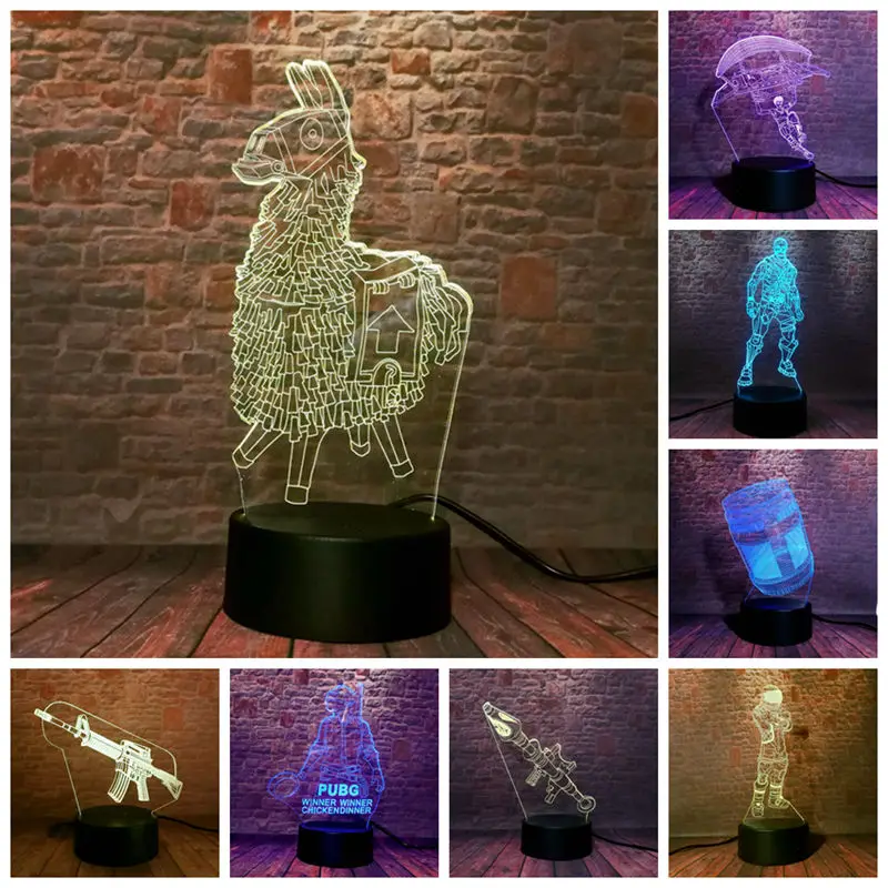 Fortress Battle Royale Figuras Juguetes 3D Nightlight LED 7 Colors Changing Desk Light Fortnight PUBG Game Model Light-up Toys
Fortress Battle Royale Figuras Juguetes 3D Nightlight LED 7 Colors Changing Desk Light Fortnight PUBG Game Model Light-up Toys