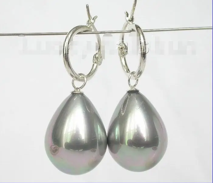 Free Shipping >>>> Dangle 15*12mm drip peacock Gray sea shell pearls earring 925 silver Loop j8504
Free Shipping >>>> Dangle 15*12mm drip peacock Gray sea shell pearls earring 925 silver Loop j8504
