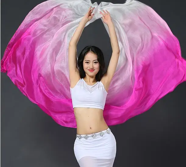 Фото Фата из натурального шелка для занятий танцором живота цвет розовый красный