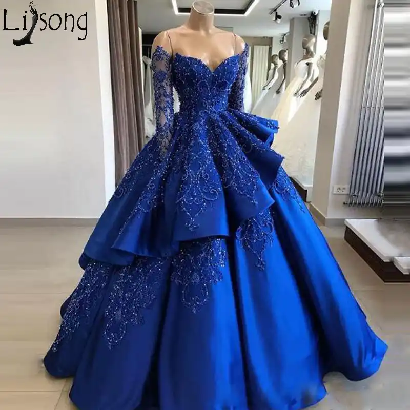 blue formal gowns