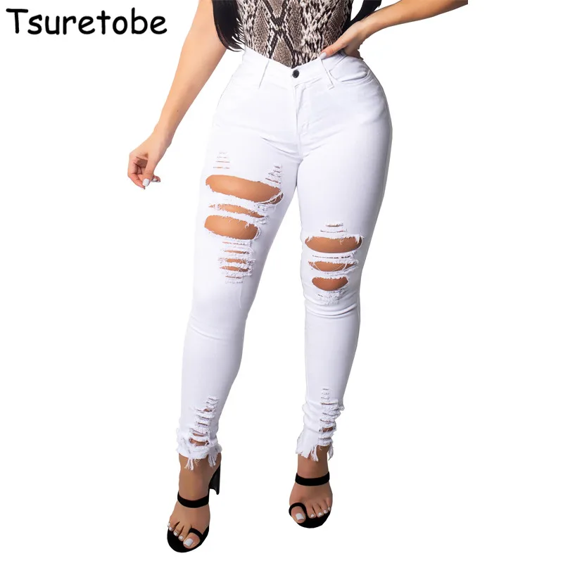 Tsuretobe Fashion Skinny White Jeans Pants Women Casual Mid Waist Hole Denim Ladies Stretch Slim Pencil Denim Pants Female
Tsuretobe Fashion Skinny White Jeans Pants Women Casual Mid Waist Hole Denim Ladies Stretch Slim Pencil Denim Pants Female
