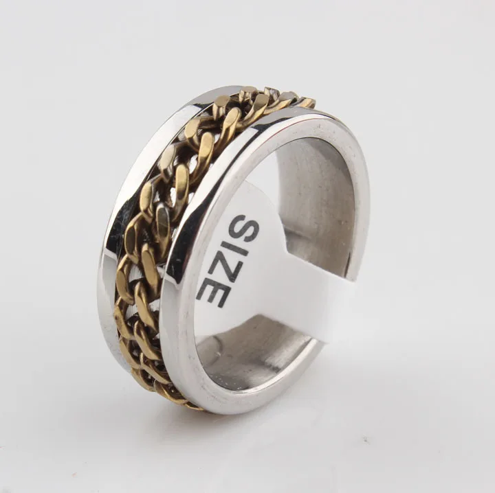 free shipping 2015 New Fashion High quality Men's Silver Gold Chain Center Stainless Steel Ring Jewelry US Size 7, 8 ,9 10, 11,
free shipping 2015 New Fashion High quality Men's Silver Gold Chain Center Stainless Steel Ring Jewelry US Size 7, 8 ,9 10, 11,