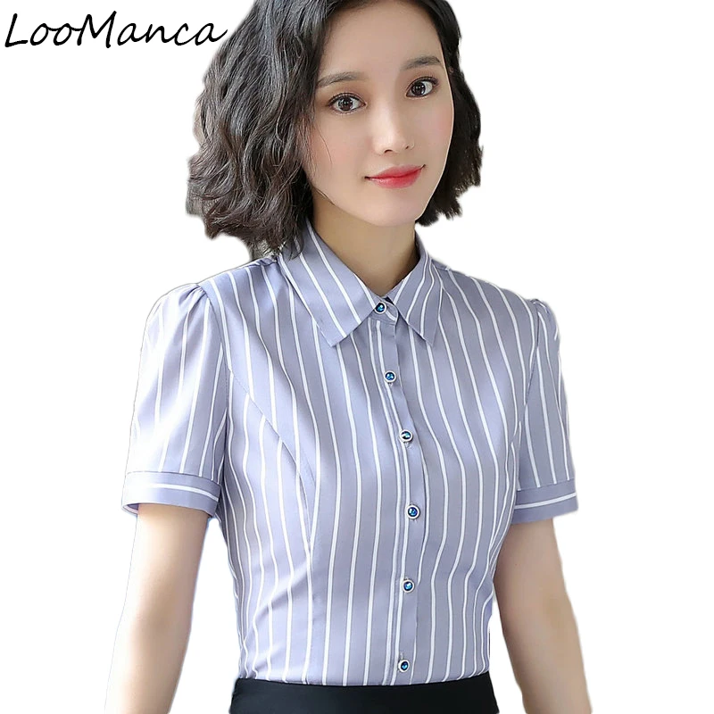 New 2019 summer stripes shirt women OL elegant formal short sleeve blusas chiffon blouse office ladies plus size work wear top
New 2019 summer stripes shirt women OL elegant formal short sleeve blusas chiffon blouse office ladies plus size work wear top