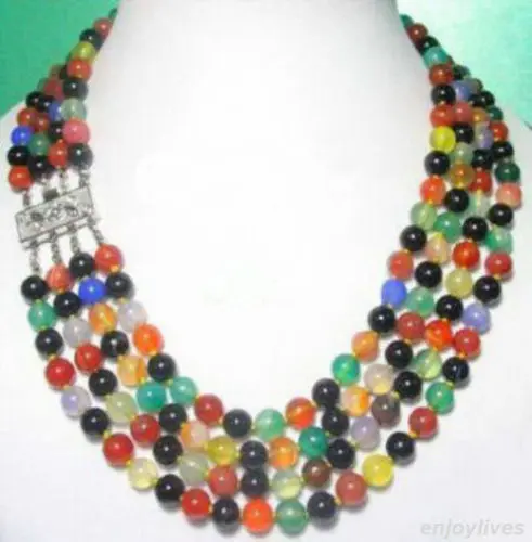 huij 001244 4 Row 8mm Multicolor Red Black Green Yellow Agate Jade WGP Flower Clasp Necklace
huij 001244 4 Row 8mm Multicolor Red Black Green Yellow Agate Jade WGP Flower Clasp Necklace
