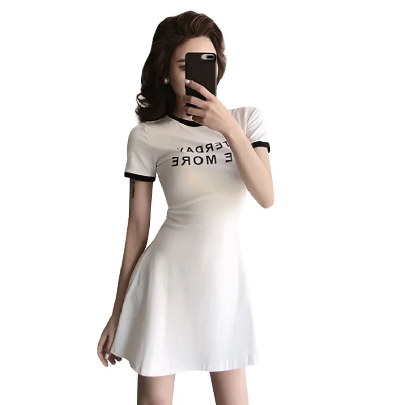 Women Summer Dress 2019 Round Collar Short Sleeve vestidos de verano Slim Waist Letter T-Shirt Mid-Length Casual Dress vestido
Women Summer Dress 2019 Round Collar Short Sleeve vestidos de verano Slim Waist Letter T-Shirt Mid-Length Casual Dress vestido