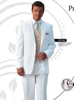 Custom Made Mens Suits Groomsmen Peak Lapel Groom Tuxedos White Wedding Best Man Suit (Jacket+Pants+Tie+Vest) A23
Custom Made Mens Suits Groomsmen Peak Lapel Groom Tuxedos White Wedding Best Man Suit (Jacket+Pants+Tie+Vest) A23