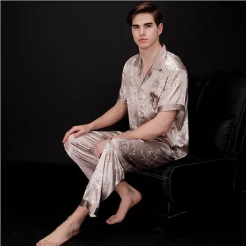 YT- 032 Stain Pajama Set Silk Sleepwear Sexy Modern Style Soft Cozy Men Short Sleeve T-shirt Long Pants Sleepwear For Male
YT- 032 Stain Pajama Set Silk Sleepwear Sexy Modern Style Soft Cozy Men Short Sleeve T-shirt Long Pants Sleepwear For Male