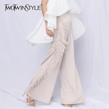 TWOTWINSTYLE Tassel Pants For Women Patchwork High Waist Big Size Summer Maxi Wide Leg Pants 2020 Elegant Fashion Female Clothes
TWOTWINSTYLE Tassel Pants For Women Patchwork High Waist Big Size Summer Maxi Wide Leg Pants 2020 Elegant Fashion Female Clothes