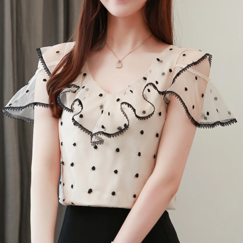 Women tops Ruffles polka dot Wave point shoulder-shouldered chiffon blouse shirt 2019 summer female causal blusa feminine 202D3
Women tops Ruffles polka dot Wave point shoulder-shouldered chiffon blouse shirt 2019 summer female causal blusa feminine 202D3
