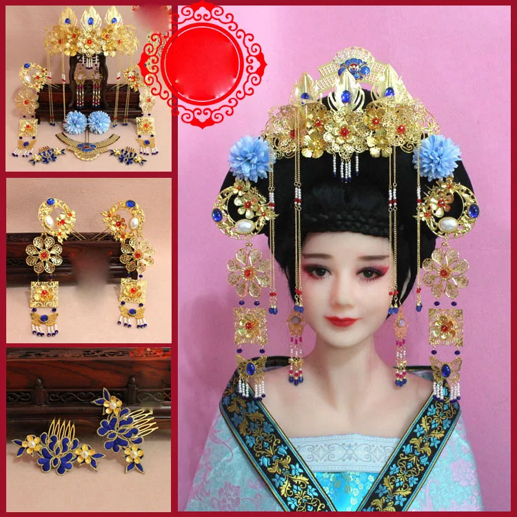 Blue Cloth Flower Tassel Hair Sticks Hair Tiara for TV Play Legend of Tang Empress-Wu MeiNiang Peony Hair Tiara
Blue Cloth Flower Tassel Hair Sticks Hair Tiara for TV Play Legend of Tang Empress-Wu MeiNiang Peony Hair Tiara