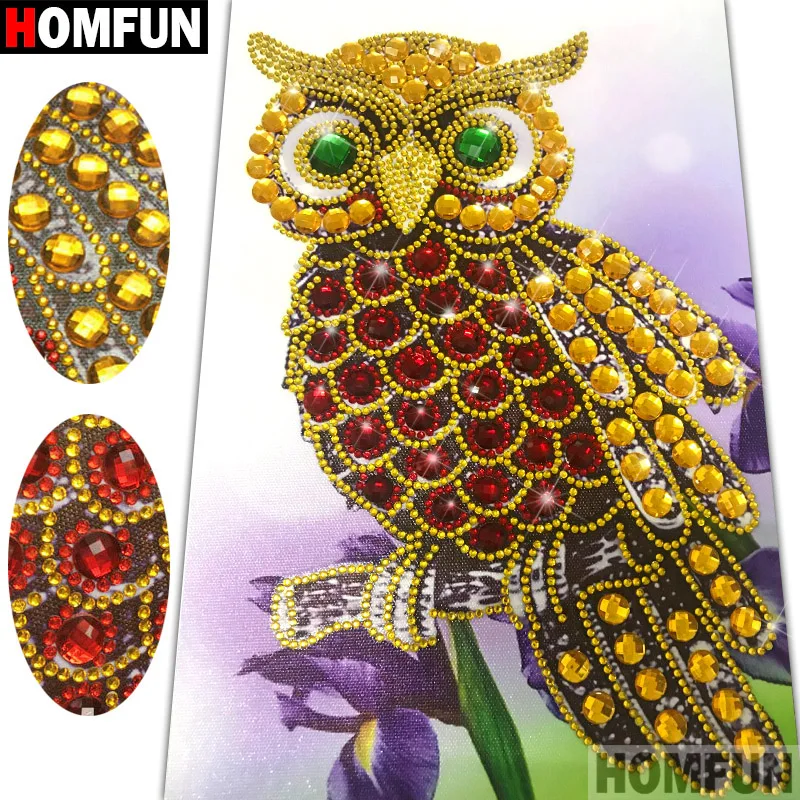 

HOMFUN 5D Special Shaped Diamond Painting Cartoon Owl Handicraft Needlework 3d Drill 5D DIY Embroidery Decor Gift 20x30