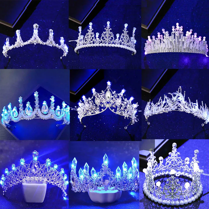 New Various Luminous Tiaras Crowns for Birde Blue Light LED Crown for Women Party Wedding Headpiece Hair Ornaments Crystal Tiara
New Various Luminous Tiaras Crowns for Birde Blue Light LED Crown for Women Party Wedding Headpiece Hair Ornaments Crystal Tiara