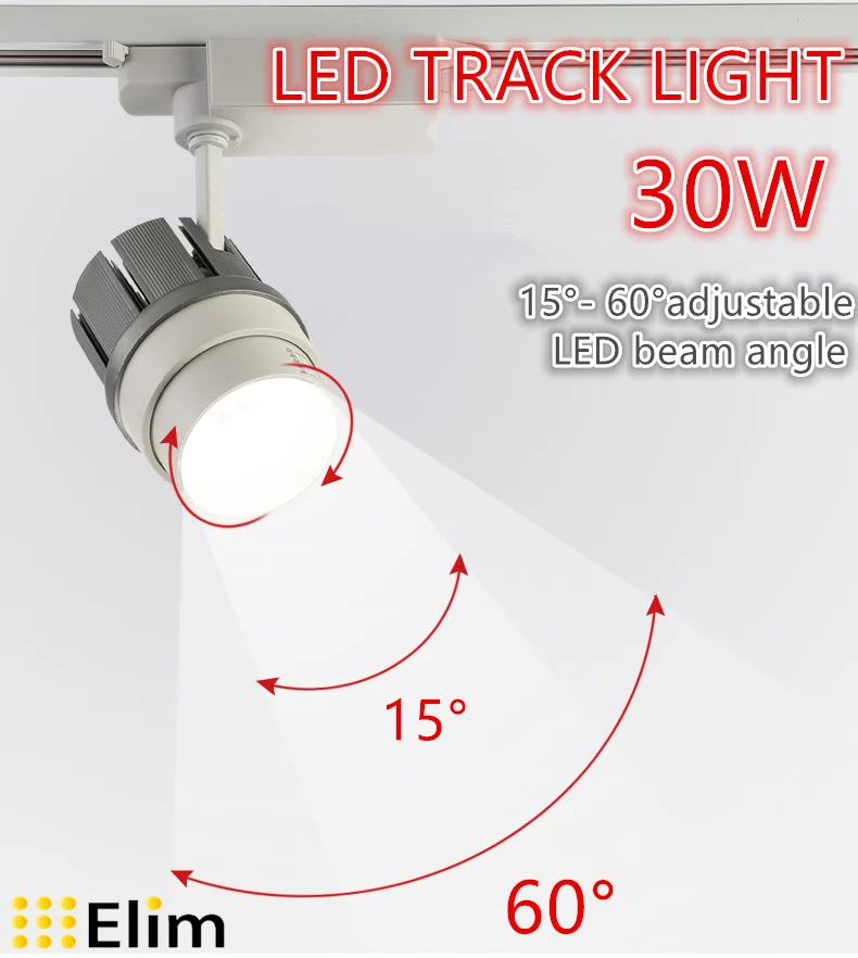 Фото Современный светодиодный Трековый светильник 30 Вт с регулировкой угла наклона