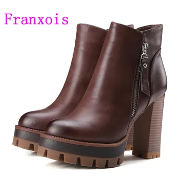 Women Pumps Sexy Genuine Leather Women Ankle Boots Designer Fashion Platform Thick High Heels Double Zipper Women Martin Boots
Women Pumps Sexy Genuine Leather Women Ankle Boots Designer Fashion Platform Thick High Heels Double Zipper Women Martin Boots