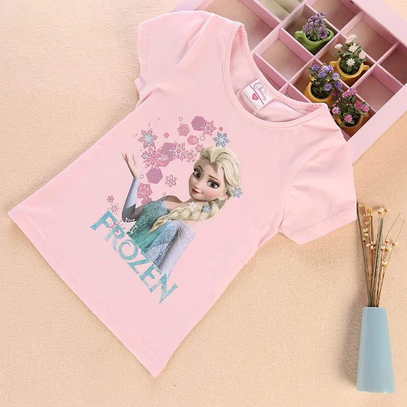 Disney Frozen Elsa Girl Cotton T-Shirt Children's Sofia Short Sleeve T-Shirt Summer Princess Girls Cartoon Tops Disney Frozen Elsa Girl Cotton T-Shirt Children's Sofia Short Sleeve T-Shirt Summer Princess Girls Cartoon Tops
