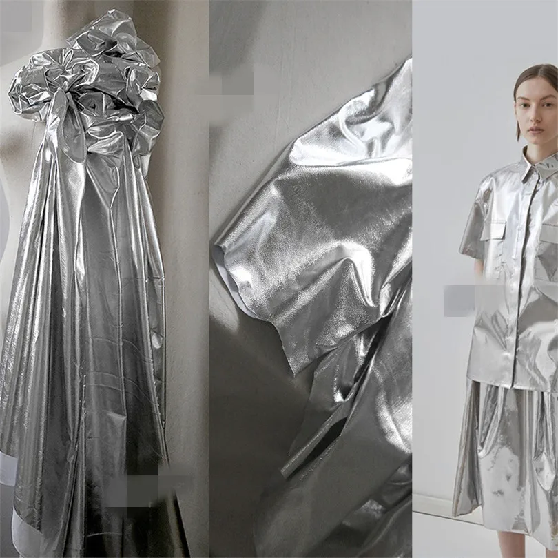 45cm*145cm/piece Mirror tpu artificial leather soft mirror bright silver mirror coating cloth bright metal sense designer fabric
45cm*145cm/piece Mirror tpu artificial leather soft mirror bright silver mirror coating cloth bright metal sense designer fabric