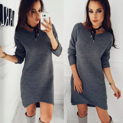 New Women Winter Warm Long Sleeve Jumper Tops Knitted Sweater Loose Tunic Mini Dresses
New Women Winter Warm Long Sleeve Jumper Tops Knitted Sweater Loose Tunic Mini Dresses