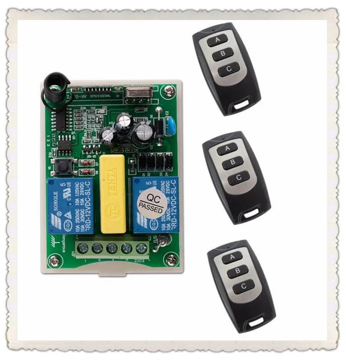 AC 220 V 2 CH RF Wireless Remote Control 1* Receiver +3* Transmitter tubular motor garage door projection screen 3 button
AC 220 V 2 CH RF Wireless Remote Control 1* Receiver +3* Transmitter tubular motor garage door projection screen 3 button
