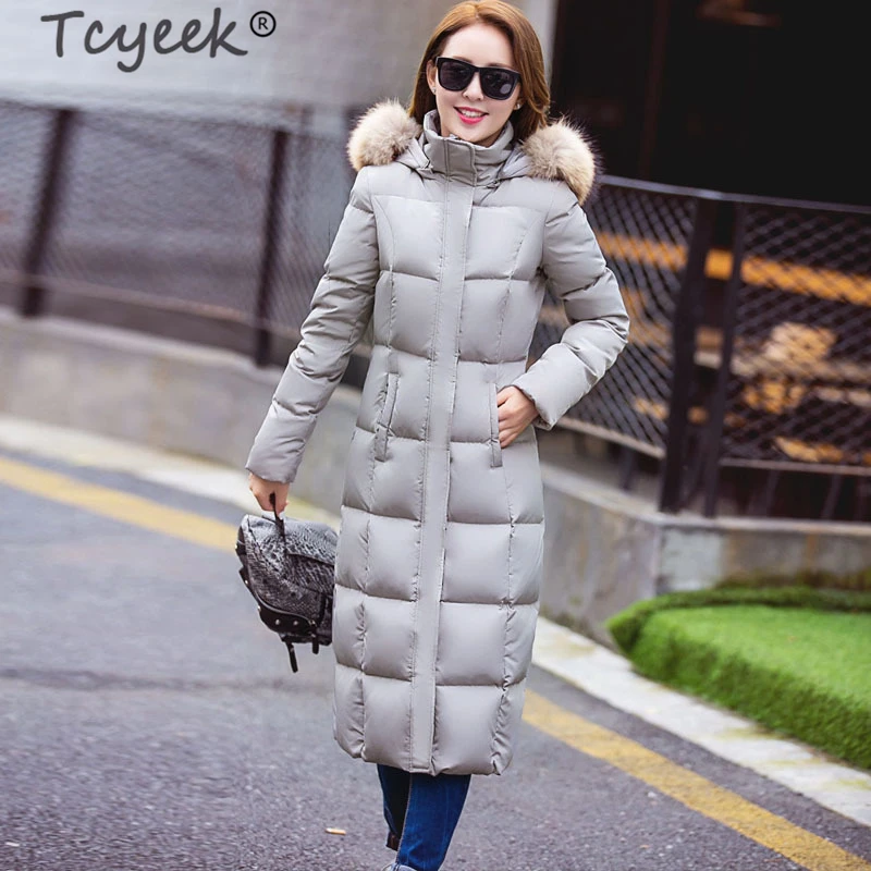 Tcyeek женская зимняя куртка-пуховик длинная для девочек длинный пуховик женские