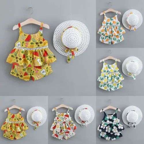 Toddler Girl Clothes 3PCS Baby Kids Girl Summer Outfit Toddler Dress Top Pants Shorts Hat Clothes Set
Toddler Girl Clothes 3PCS Baby Kids Girl Summer Outfit Toddler Dress Top Pants Shorts Hat Clothes Set