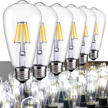 6pcs LED Vintage Edison Light Bulbs 6W Clear ST64 Antique E26/E27 Filament Decorative Light Bulbs Pure White(6000K) 120V / 220V
6pcs LED Vintage Edison Light Bulbs 6W Clear ST64 Antique E26/E27 Filament Decorative Light Bulbs Pure White(6000K) 120V / 220V