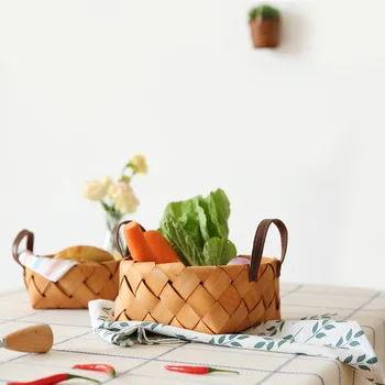 Multifunction Handmade Wooden Chips Woven Storage Basket Fruit Sundries Basket Kitchen Debris Storage Diners Basket Organizer
Multifunction Handmade Wooden Chips Woven Storage Basket Fruit Sundries Basket Kitchen Debris Storage Diners Basket Organizer