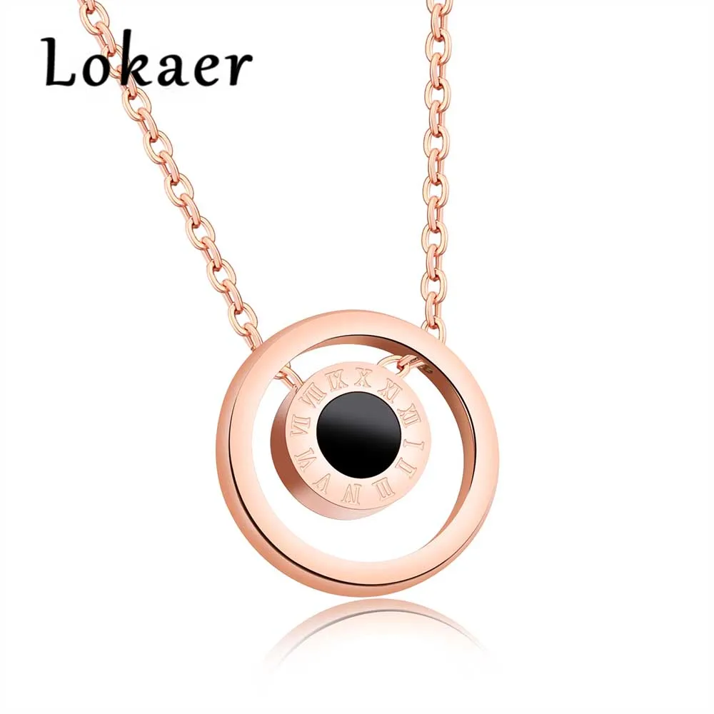 Lokaer Classic Titanium Steel Roman Numerals Double Sided Black & White Shells Circle Rose Gold Color Pendants Necklaces OGX1194
Lokaer Classic Titanium Steel Roman Numerals Double Sided Black & White Shells Circle Rose Gold Color Pendants Necklaces OGX1194