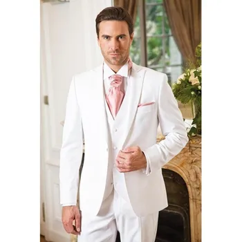New White Wedding Suits For Men terno slim fit Mens Suit 2017 Peaked Lapel terno masculino Three Piece Groom men Suit One Button
New White Wedding Suits For Men terno slim fit Mens Suit 2017 Peaked Lapel terno masculino Three Piece Groom men Suit One Button