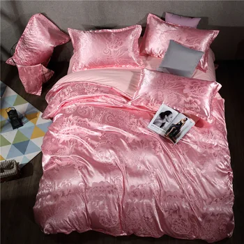 Luxury Silk Satin Jacquard Bedding Set Queen Size Wedding Bed Set Duvet Cover & Flat Sheet & Pillowcases Comforter Home Textile
Luxury Silk Satin Jacquard Bedding Set Queen Size Wedding Bed Set Duvet Cover & Flat Sheet & Pillowcases Comforter Home Textile